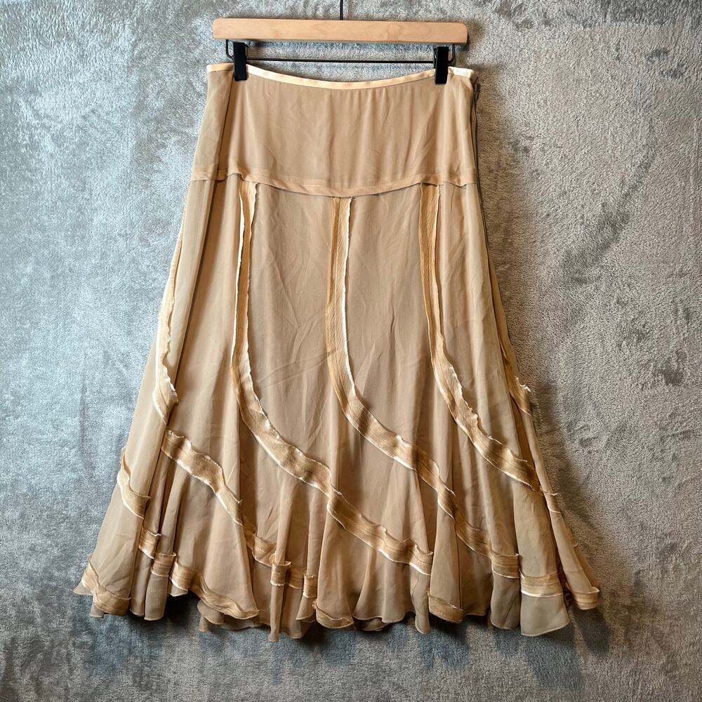D. Exterior Y2K Midi Skirt Champagne Romantic Balletcore‎ Fairy Grunge MD New
